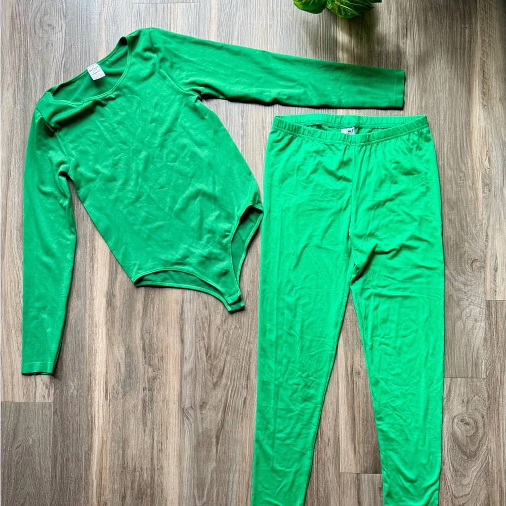 Spirit Green Costume Base Set‎ | Long Sleeve Bodysuit & Matching Leggings Size M - Picture 3 of 11